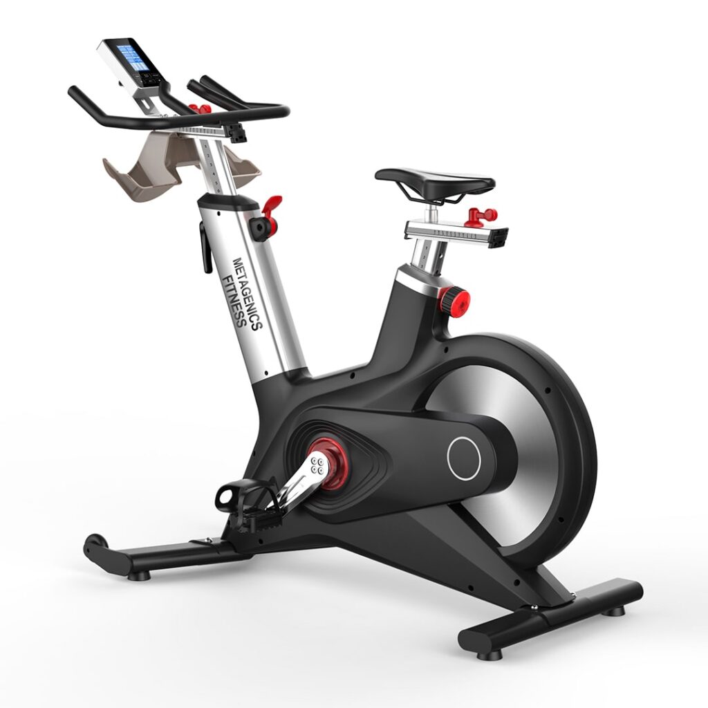 Commercial magnetic spin bike with console that has ZWIFT connection